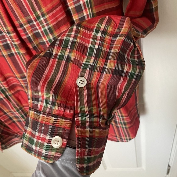 Polo Ralph Lauren Shirt Adult Large Red Plaid Silk Linen Button Up Mens L - Picture 10 of 10